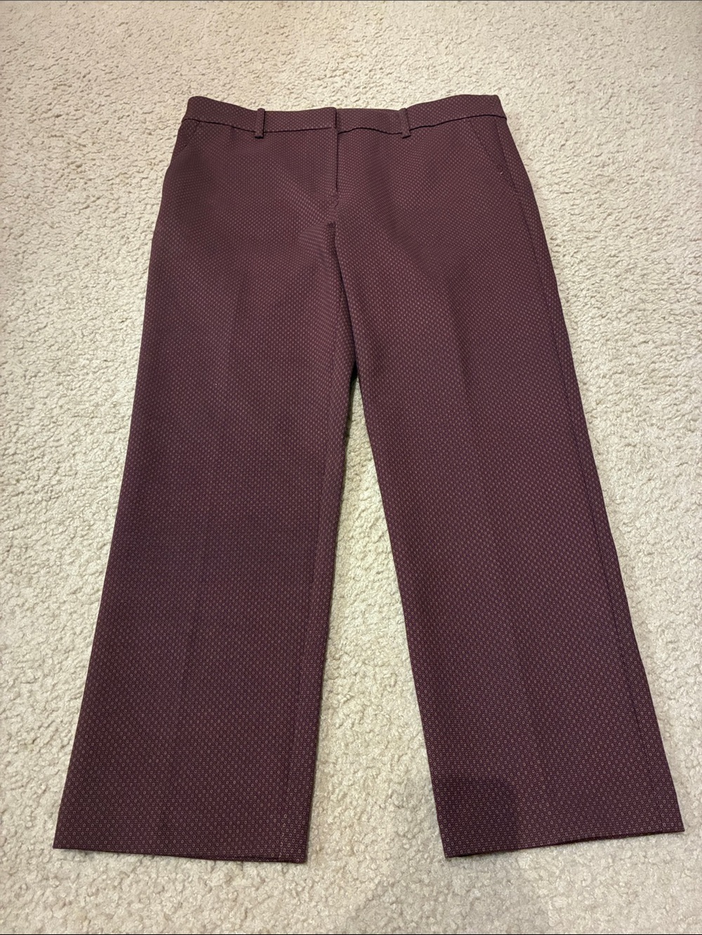 LOFT Riviera Slim Trousers in Deep Burgundy with Pattern